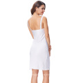 Kate Kasin Women&#39;s Confortable White Satin Lace Strap Full Slip Undergarment KK000266-2